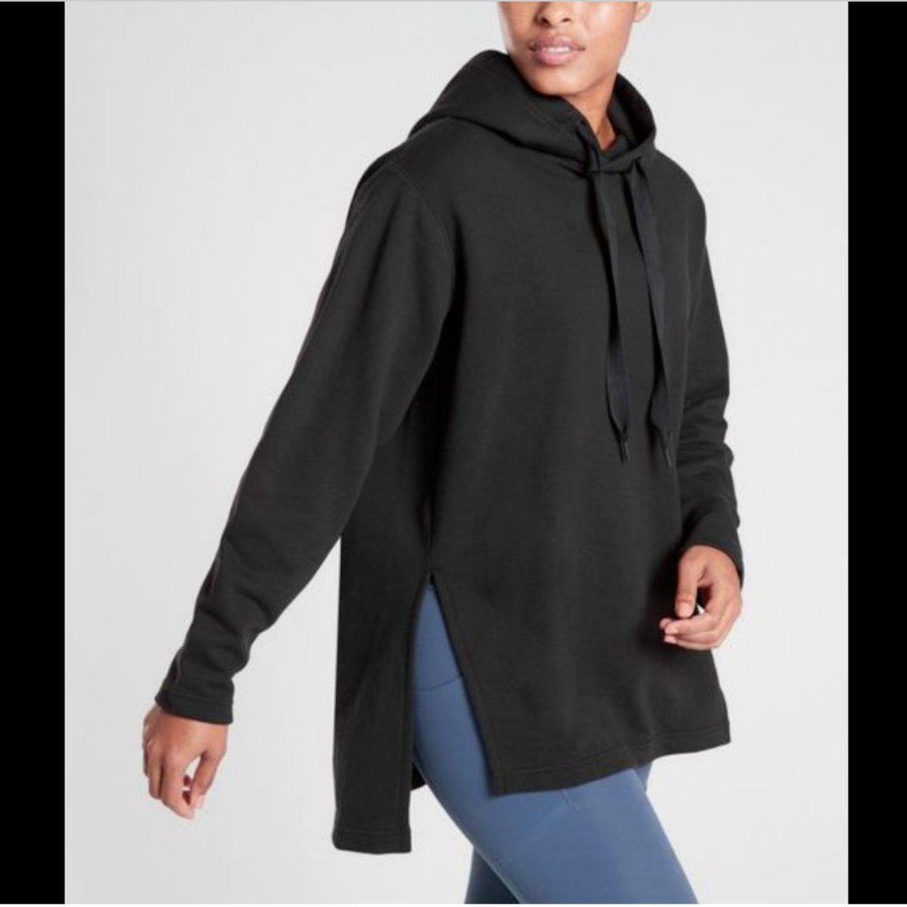 ATHLETA BLACK YOGI HIGH LOW HOODIE SWEATSHIRT